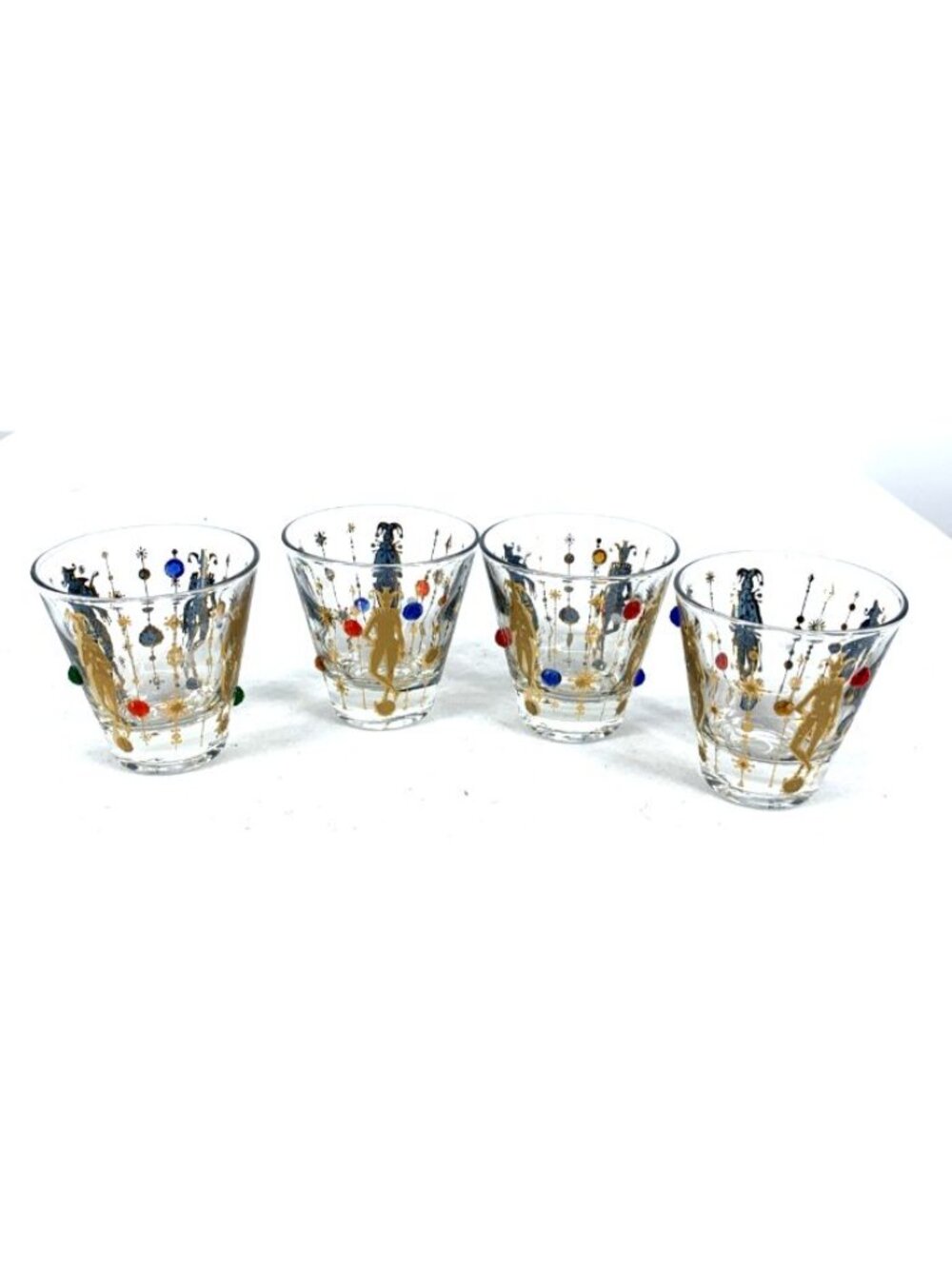 Culver Mardi Gras Jeweled Glasses Lowball 1960s Set of 4